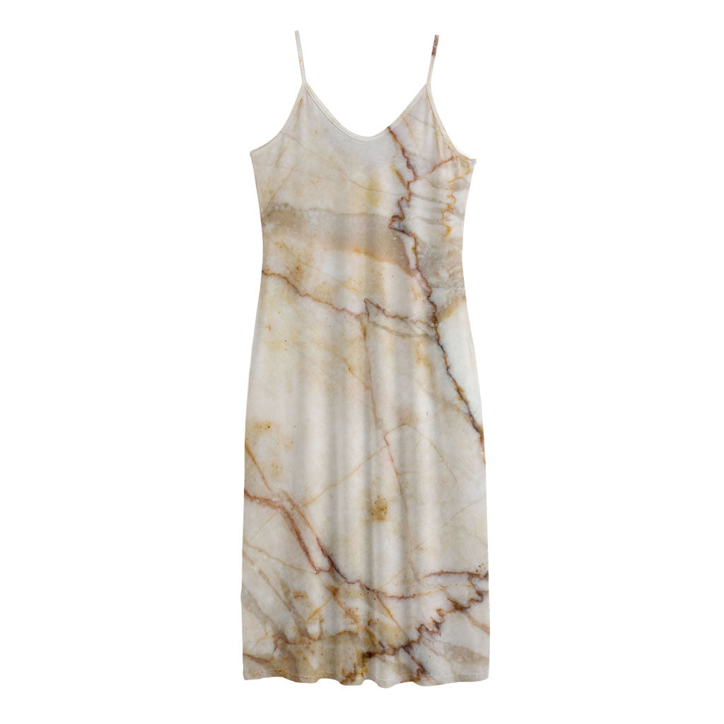 Brown Marble Print Jersey Midi Cami Dress