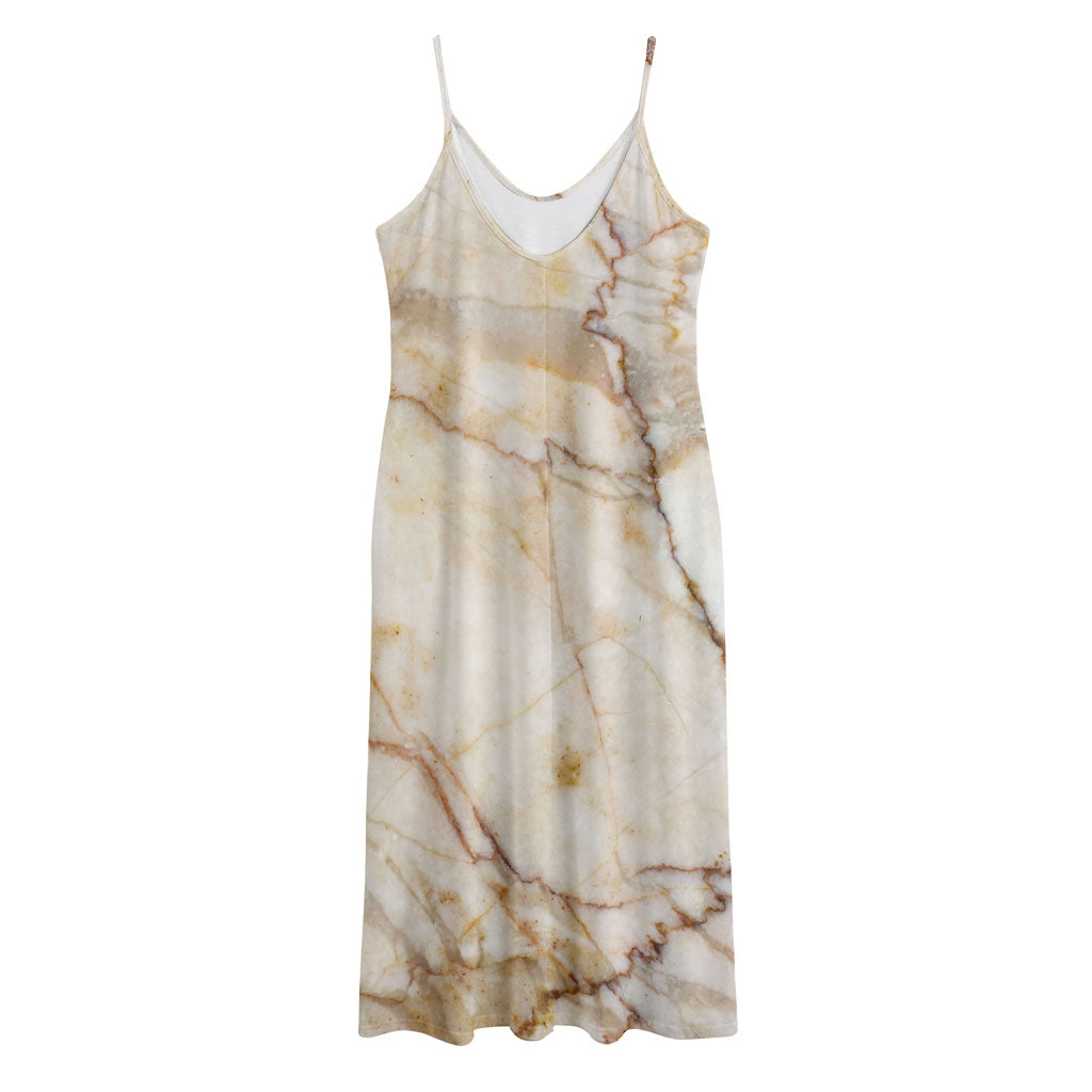 Brown Marble Print Jersey Midi Cami Dress