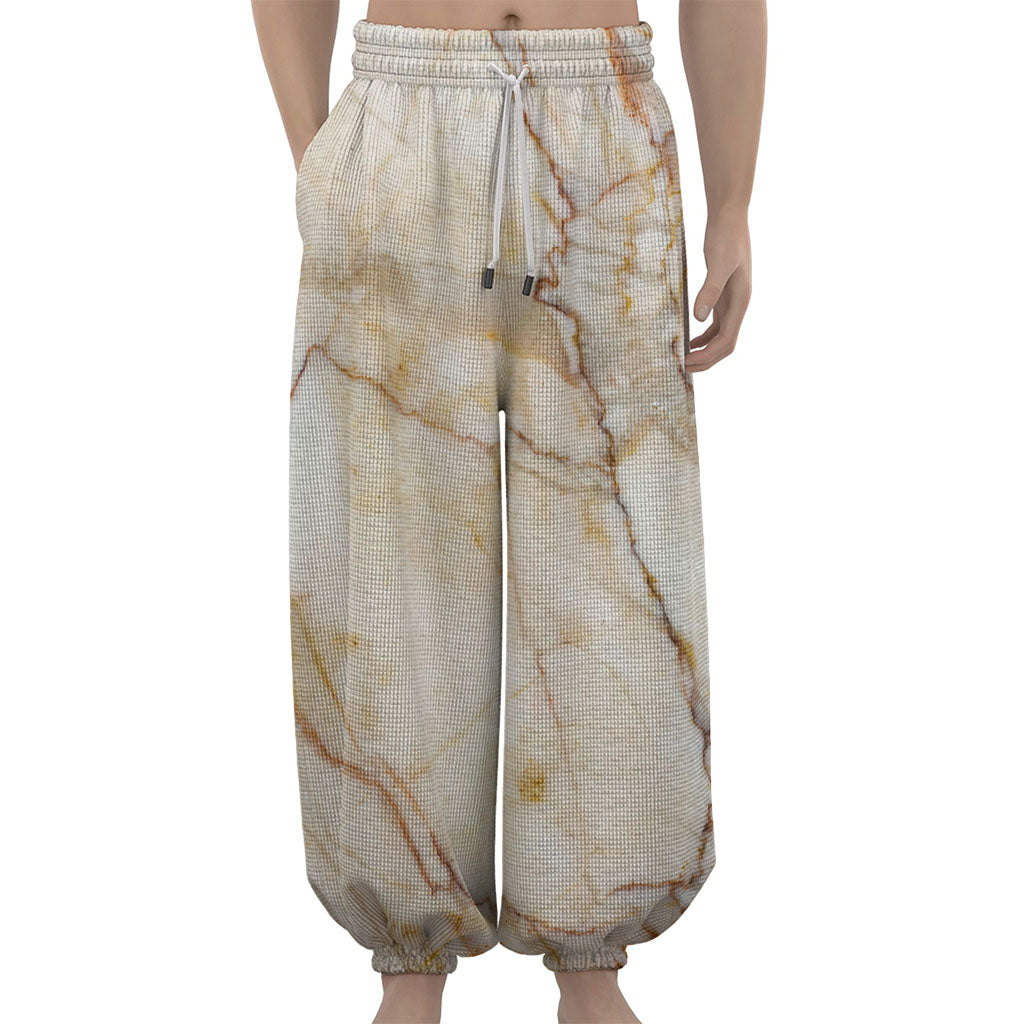 Brown Marble Print Lantern Pants