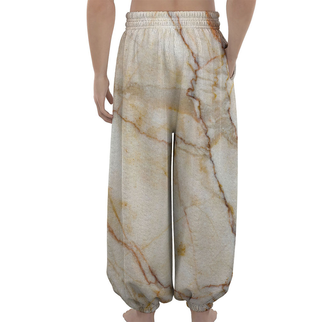Brown Marble Print Lantern Pants