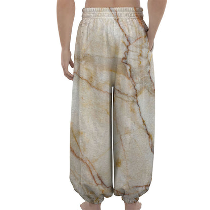 Brown Marble Print Lantern Pants