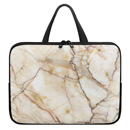 Brown Marble Print Laptop Sleeve With Handle