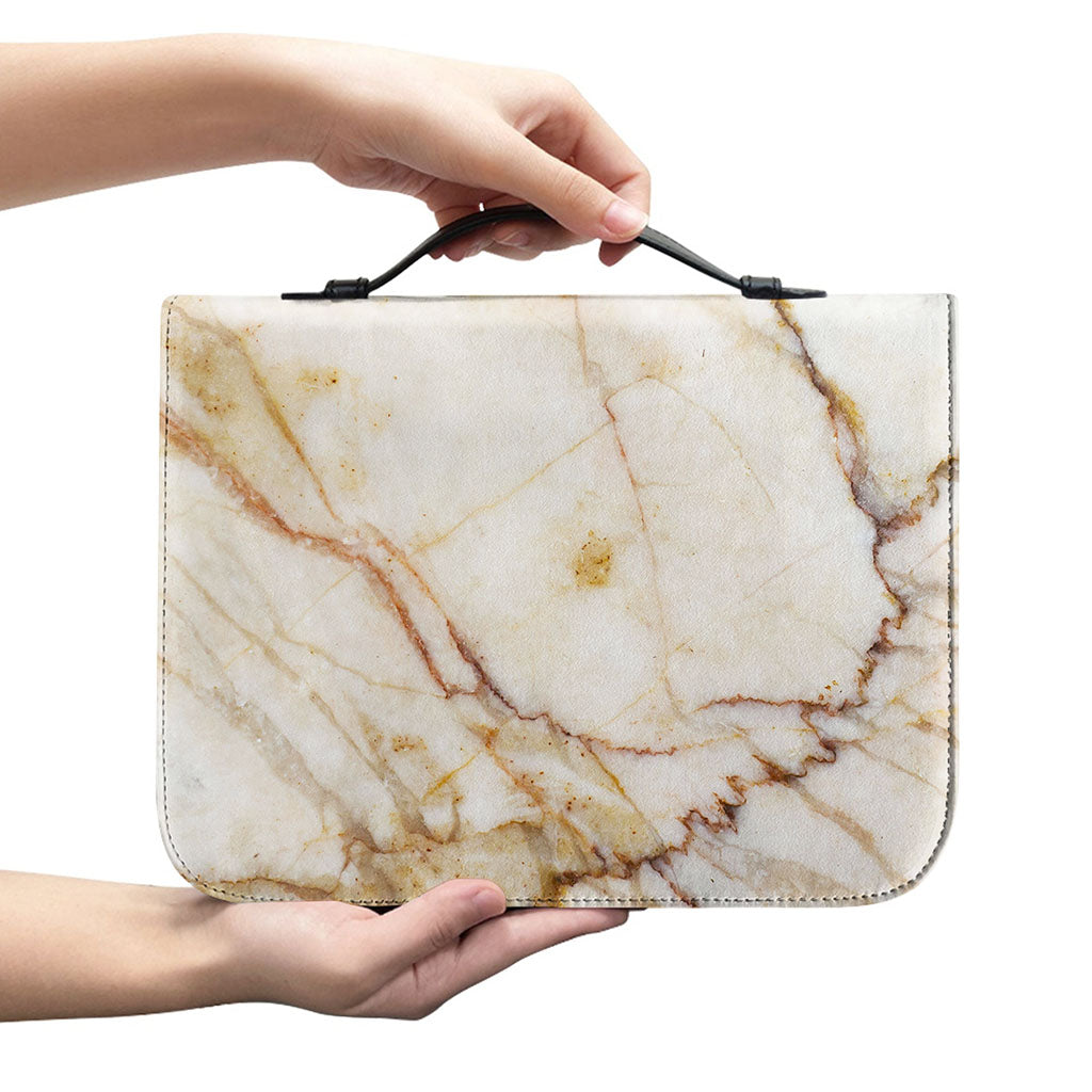 Brown Marble Print Leather Bible Cover