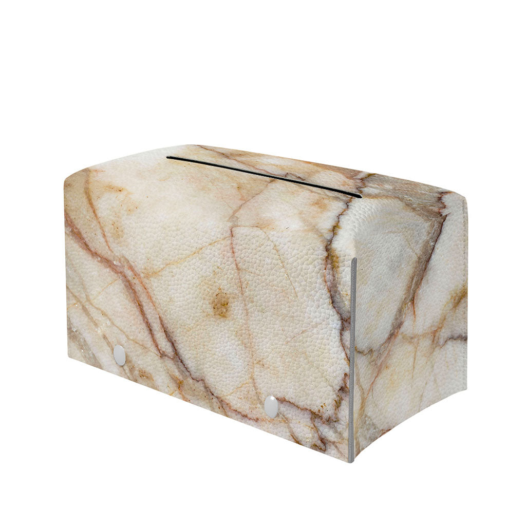 Brown Marble Print Leather Tissue Box Cover