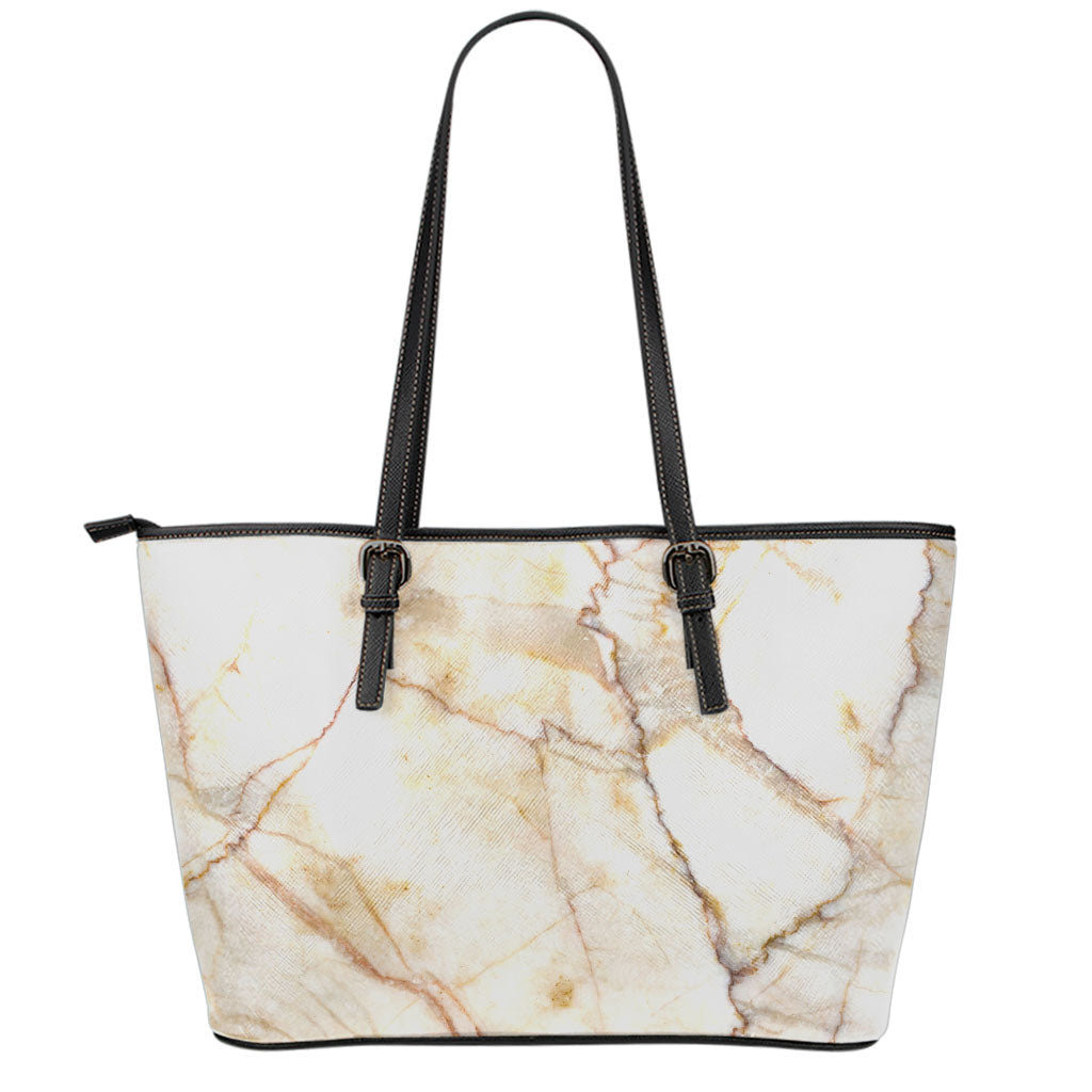 Brown Marble Print Leather Tote Bag