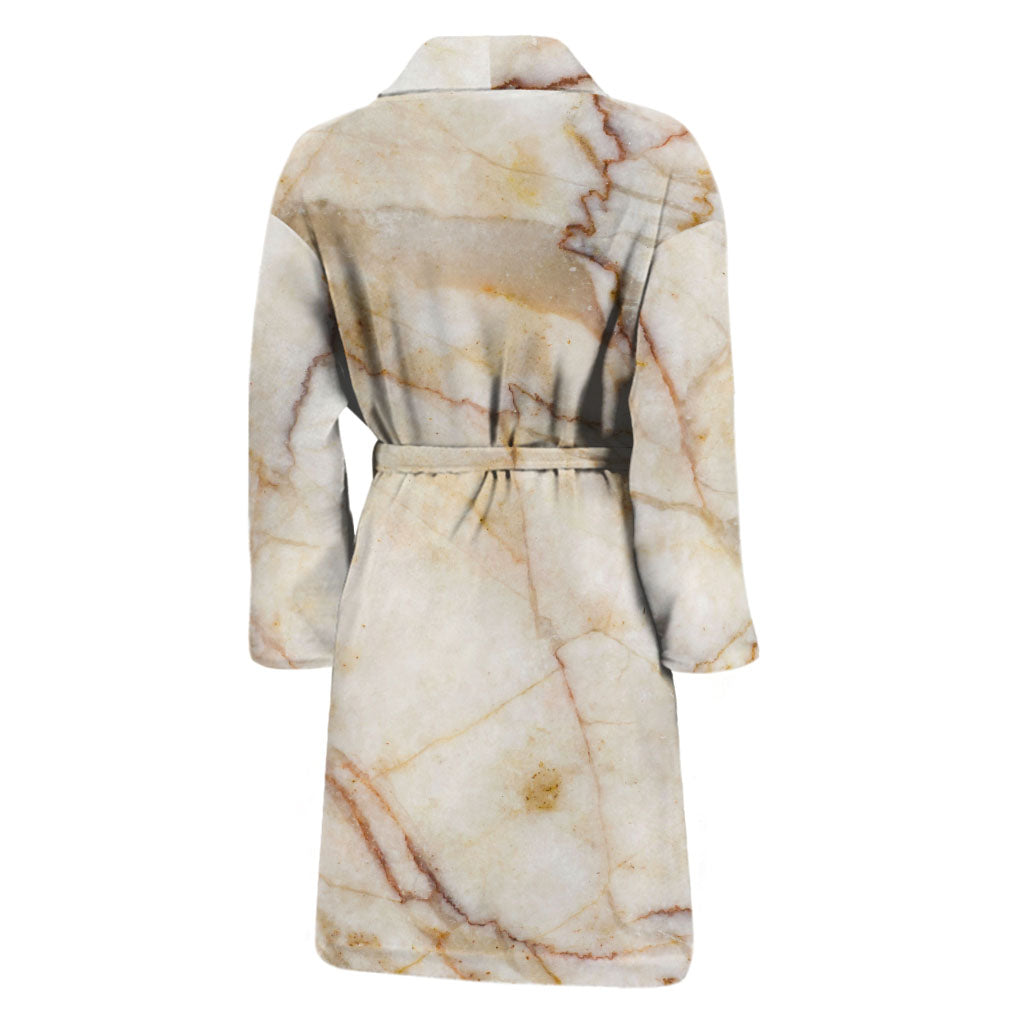Brown Marble Print Men's Bathrobe