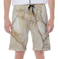 Brown Marble Print Men's Beach Shorts