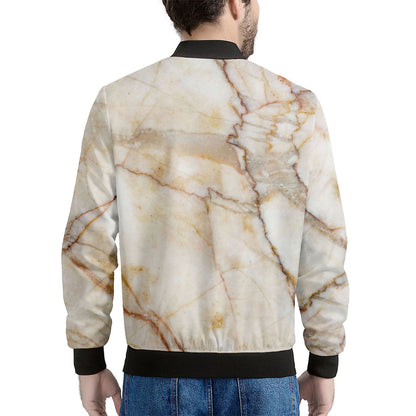 Brown Marble Print Men's Bomber Jacket