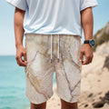 Brown Marble Print Men's Cargo Shorts