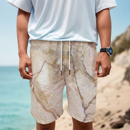 Brown Marble Print Men's Cargo Shorts