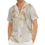 Brown Marble Print Men's Deep V-Neck Shirt