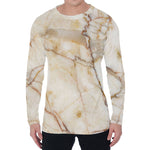 Brown Marble Print Men's Long Sleeve T-Shirt