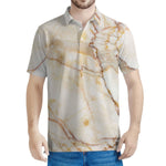 Brown Marble Print Men's Polo Shirt