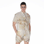 Brown Marble Print Men's Rompers