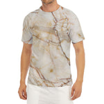 Brown Marble Print Men's Short Sleeve Rash Guard