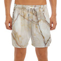 Brown Marble Print Men's Split Running Shorts
