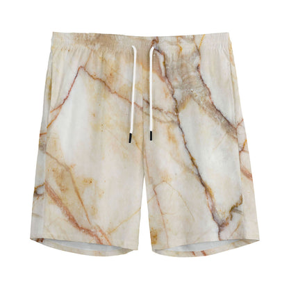 Brown Marble Print Men's Sports Shorts