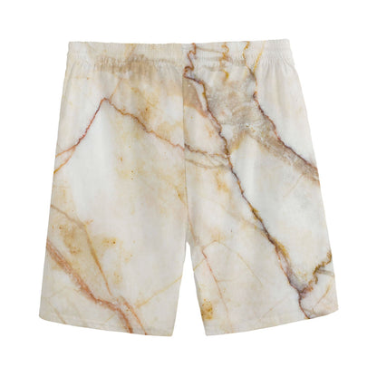 Brown Marble Print Men's Sports Shorts