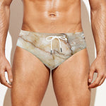 Brown Marble Print Men's Swim Briefs