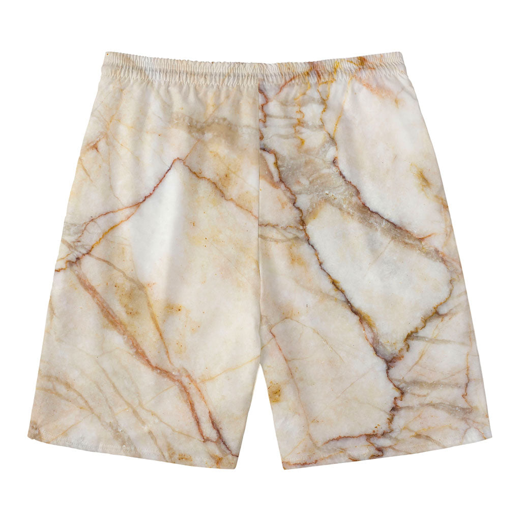 Brown Marble Print Men's Swim Trunks