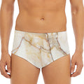 Brown Marble Print Men's Triangle Swim Briefs