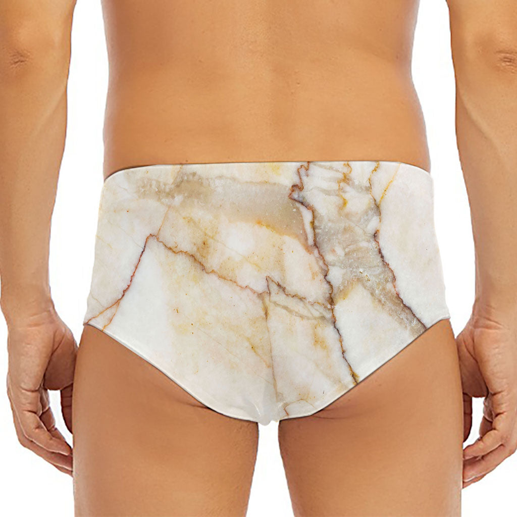 Brown Marble Print Men's Triangle Swim Briefs