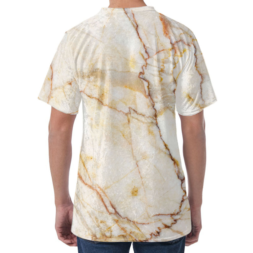 Brown Marble Print Men's Velvet T-Shirt