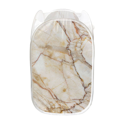 Brown Marble Print Mesh Laundry Hamper