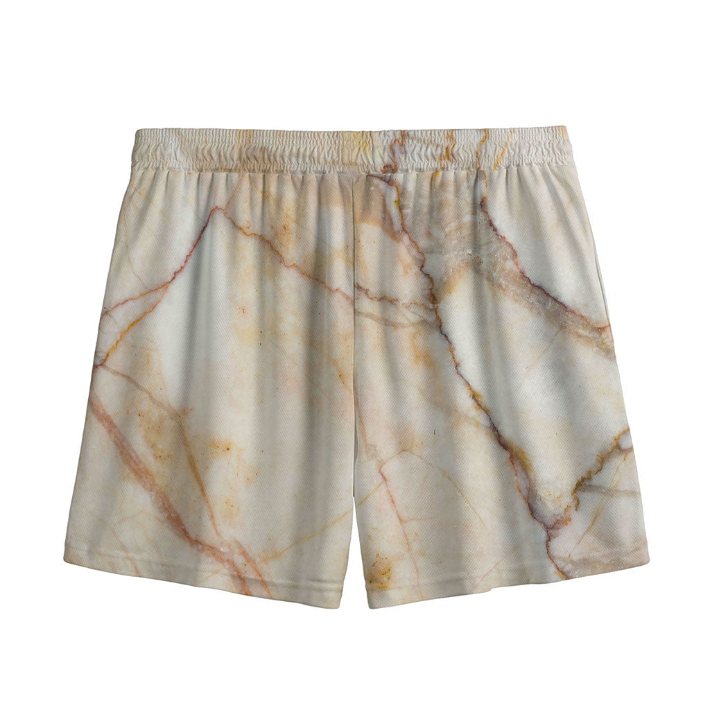 Brown Marble Print Mesh Shorts