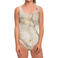 Brown Marble Print One Piece Swimsuit