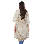Brown Marble Print Open Front Beach Cover Up