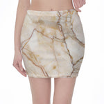 Brown Marble Print Pencil Mini Skirt