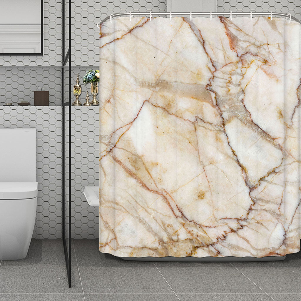 Brown Marble Print Polyester Shower Curtain