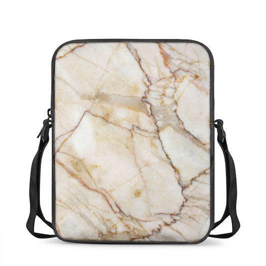 Brown Marble Print Rectangular Crossbody Bag