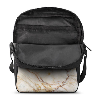 Brown Marble Print Rectangular Crossbody Bag