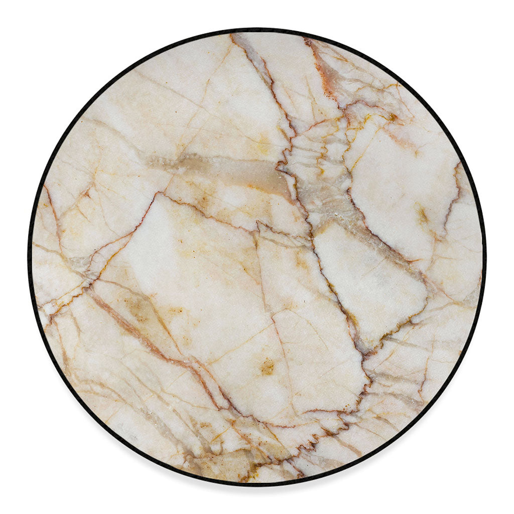 Brown Marble Print Round Floor Mat