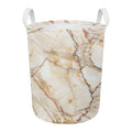 Brown Marble Print Round Laundry Basket