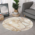 Brown Marble Print Round Rug