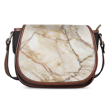 Brown Marble Print Saddle Bag