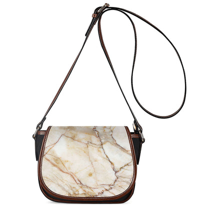Brown Marble Print Saddle Bag