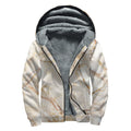 Brown Marble Print Sherpa Lined Zip Up Hoodie