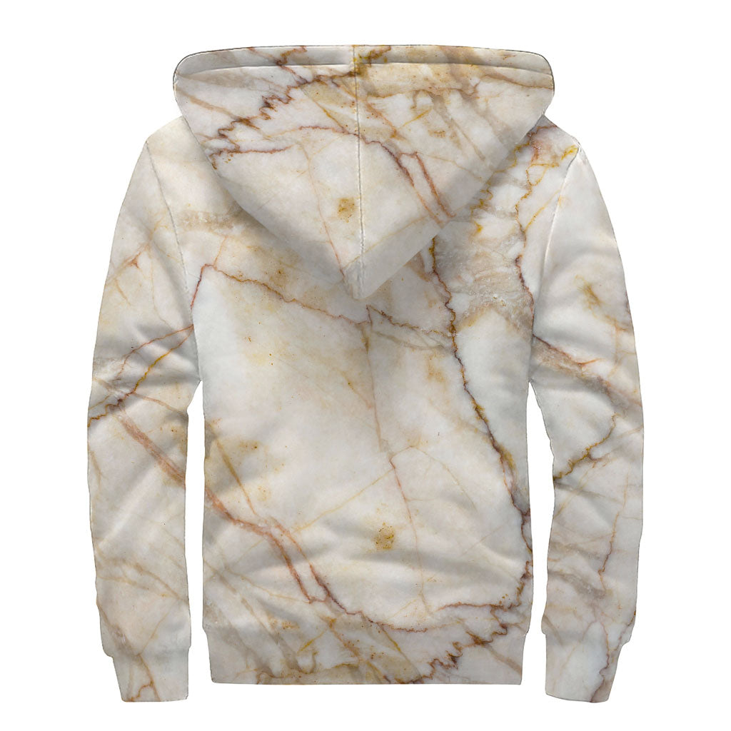 Brown Marble Print Sherpa Lined Zip Up Hoodie