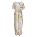 Brown Marble Print Short Sleeve Long Nightdress