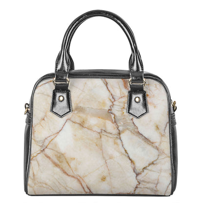 Brown Marble Print Shoulder Handbag