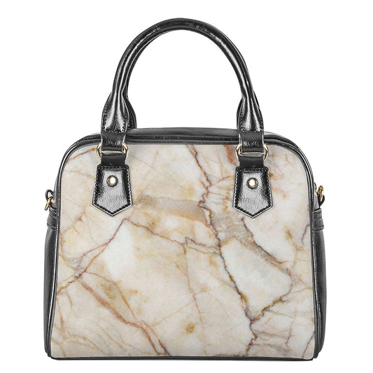 Brown Marble Print Shoulder Handbag