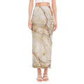 Brown Marble Print Side Slit Maxi Skirt