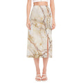 Brown Marble Print Side Slit Midi Skirt