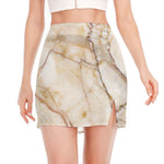 Brown Marble Print Side Slit Mini Skirt