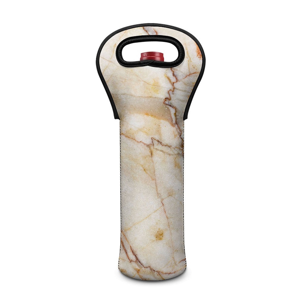 Brown Marble Print Single Neoprene Wine Tote