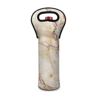 Brown Marble Print Single Neoprene Wine Tote